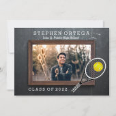 Tennis Player Chalkboard Photo Afstuderen Kaart (Voorkant)