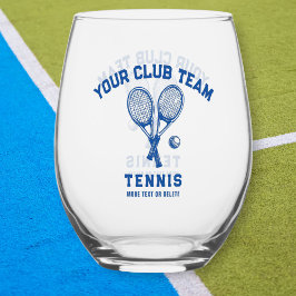 Tennis Player Club Team Naam Gepersonaliseerd Blau Wijnglas Zonder Voet