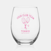 Tennis Player Club Team Naam Gepersonaliseerd Roze Wijnglas Zonder Voet (Voorkant)