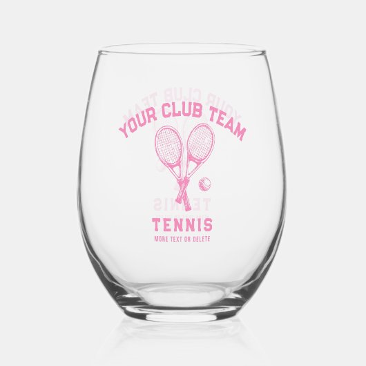 Tennis Player Club Team Naam Gepersonaliseerd Roze Wijnglas Zonder Voet (Achterkant)