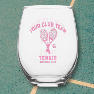 Tennis Player Club Team Naam Gepersonaliseerd Roze Wijnglas Zonder Voet
