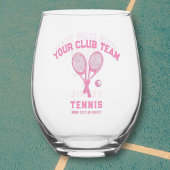 Tennis Player Club Team Naam Gepersonaliseerd Roze Wijnglas Zonder Voet