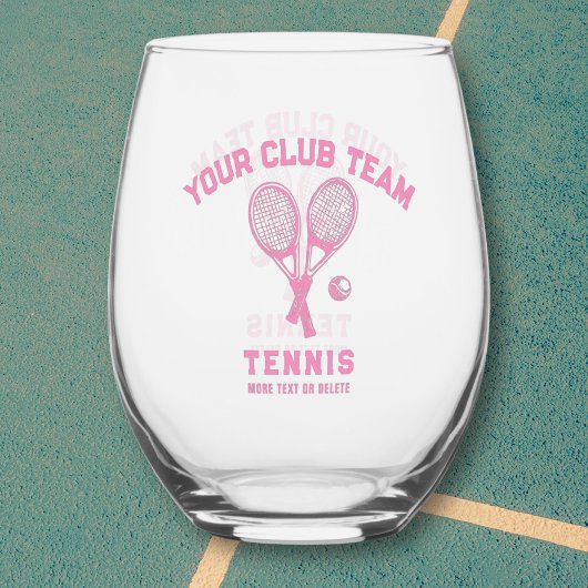 Tennis Player Club Team Naam Gepersonaliseerd Roze Wijnglas Zonder Voet