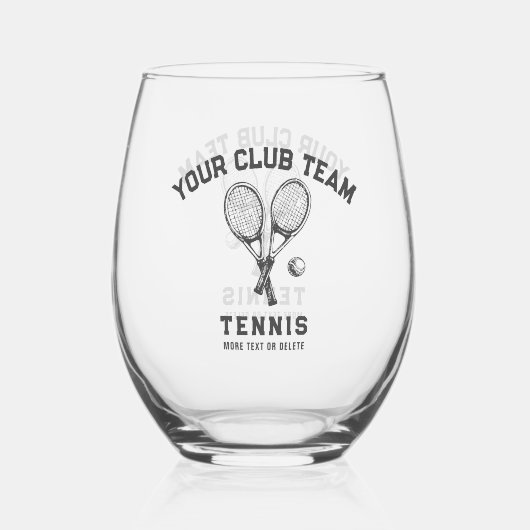 Tennis Player Club Teamnaam Gepersonaliseerd Wijnglas Zonder Voet (Achterkant)