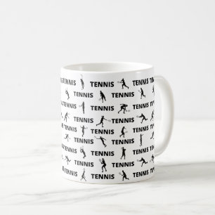 Tennis Player Coach Black Silhouettes Patroon Koffiemok