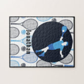 Tennis Player Coach Personeelssport Jouw naam Legpuzzel (Horizontaal)
