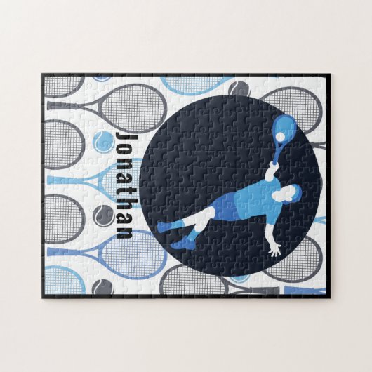 Tennis Player Coach Personeelssport Jouw naam Legpuzzel (Horizontaal)