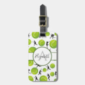 Tennis Player Coach Silhouette Name Persoonlijk Bagagelabel (Voorkant verticaal)