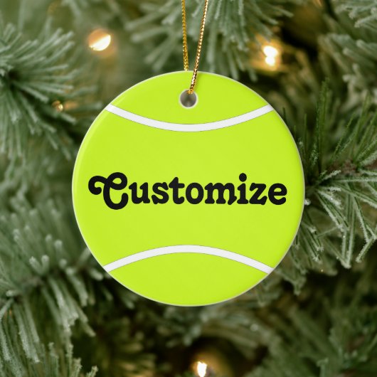 Tennis Player Custom Name/Text Kerstversier Keramisch Ornament (Boom)
