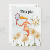 Tennis player Dank je wel met waterverf Briefkaart (Voorkant / Achterkant)