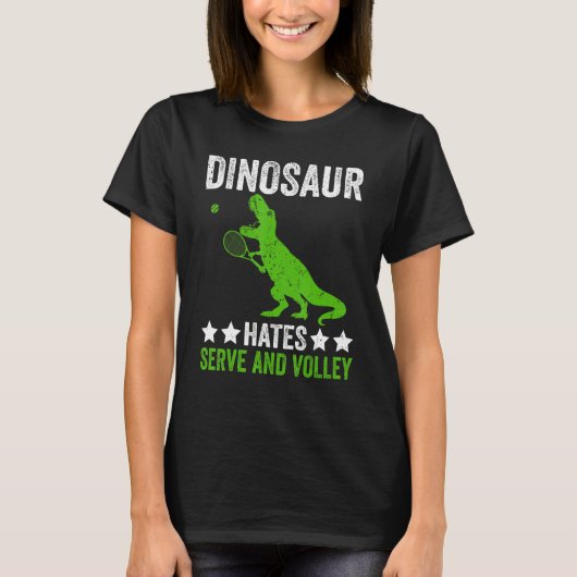 Tennis player Dinosaur hates Serve and volley T-shirt (Voorkant)