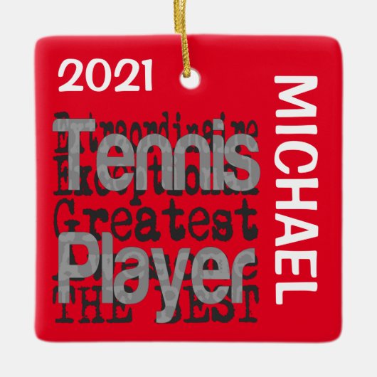 Tennis Player Extraordinaire CUSTOM Keramisch Ornament (Voorkant)