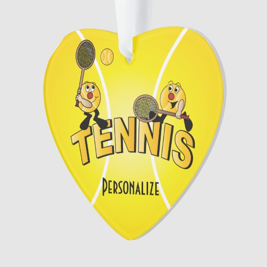 Tennis Player Fun Cartoon | DIY-naam Ornament (voorkant)
