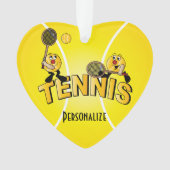 Tennis Player Fun Cartoon | DIY-naam Ornament (voorkant)