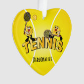 Tennis Player Fun Cartoon | DIY-naam Ornament (voorkant)