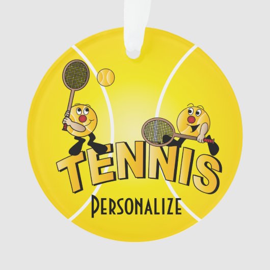 Tennis Player Fun Cartoon Ornament (voorkant)