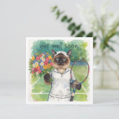 Tennis Player Get well Soon with flowers in hand Kaart (Staand voorkant)