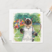 Tennis Player Get well Soon with flowers in hand Kaart (Voorkant / Achterkant in situ)