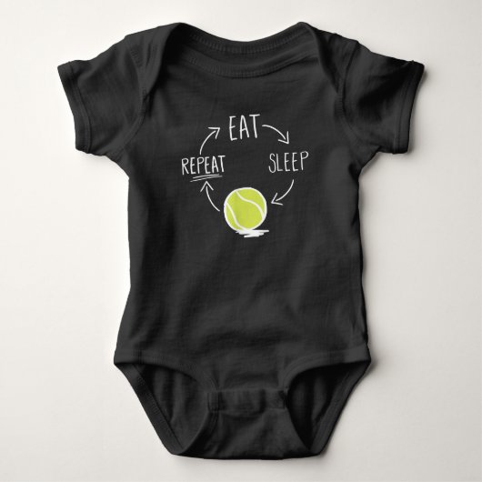 Tennis Player Gift Idea Tennis Quote Eat Sleep Romper (Voorkant)
