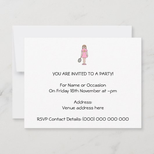 Tennis Player Girl. Kaart (Voorkant)