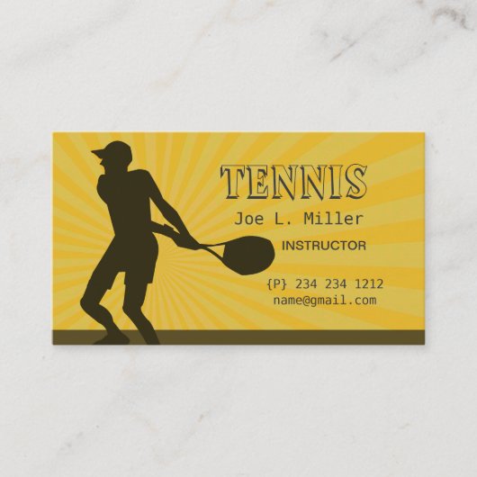 Tennis Player Instructor Sports Fitness Trainer Visitekaartje (Voorkant)