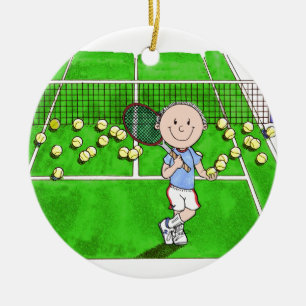 Tennis Player, mannelijk - persoonlijke Cartoon Keramisch Ornament