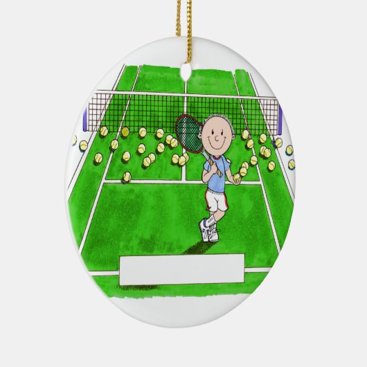Tennis Player, mannelijk - persoonlijke Cartoon Keramisch Ornament (Rechts)