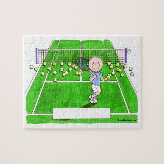 Tennis Player, mannelijk - persoonlijke Cartoon Legpuzzel (Horizontaal)