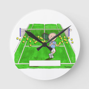Tennis Player, mannelijk - persoonlijke Cartoon Ronde Klok