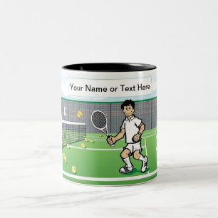 Tennis Player - Mannelijke Cartoon door PrintedPer Tweekleurige Koffiemok