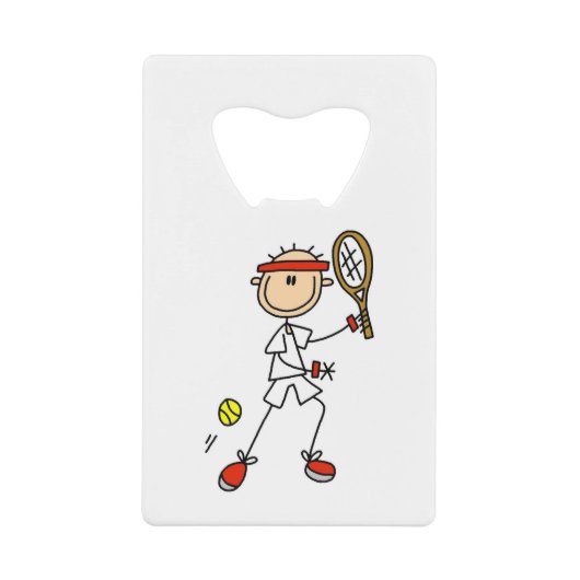 Tennis Player mannenkruis Creditkaart Flessenopener (Voorkant)
