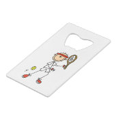 Tennis Player mannenkruis Creditkaart Flessenopener (Voorkant Gekanteld)