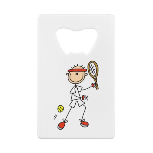 Tennis Player mannenkruis Creditkaart Flessenopener (Achterkant)