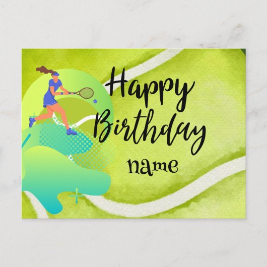 Tennis Player met racket en ball Birthday Briefkaart (Voorkant)