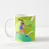 Tennis Player met racket en ball Birthday Koffiemok (Links)