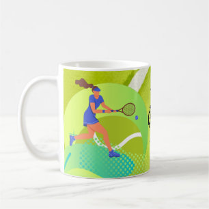Tennis Player met racket en ball Birthday Koffiemok