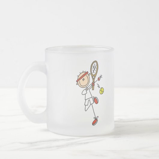 Tennis Player met Racquet Tshirts en cadeaus Matglas Koffiemok (Links)