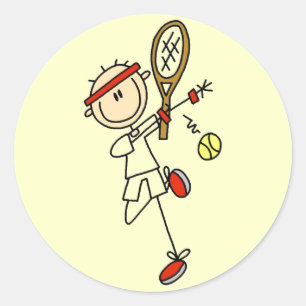 Tennis Player met Racquet Tshirts en cadeaus Ronde Sticker