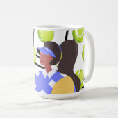 Tennis Player met tennisballachtergrond Koffiemok (Voorkant rechts)