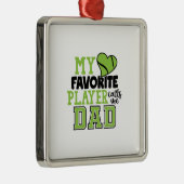 Tennis Player | Mijn favoriete speler noemt me pap Metalen Ornament (Rechts)