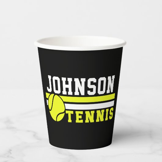Tennis Player NAME Ball Game Court Aangepast Papieren Bekers (Voorkant)