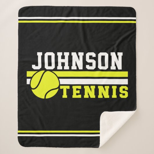 Tennis Player NAME Ball Game Court Aangepast Sherpa Deken (Voorkant)