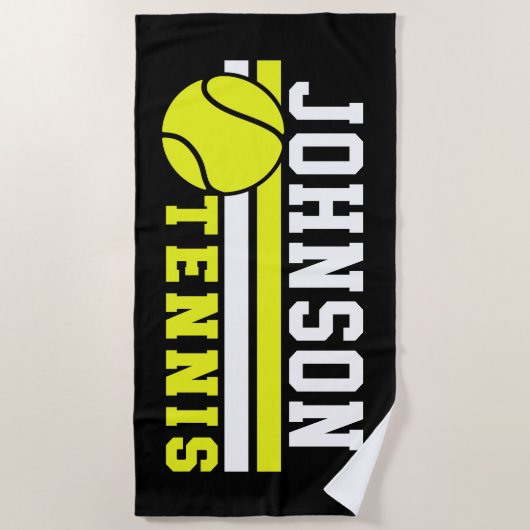 Tennis Player NAME Ball Game Court Aangepast Strandlaken (Voorkant)
