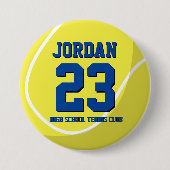 Tennis Player Number School Sports Team Button (Voorkant)