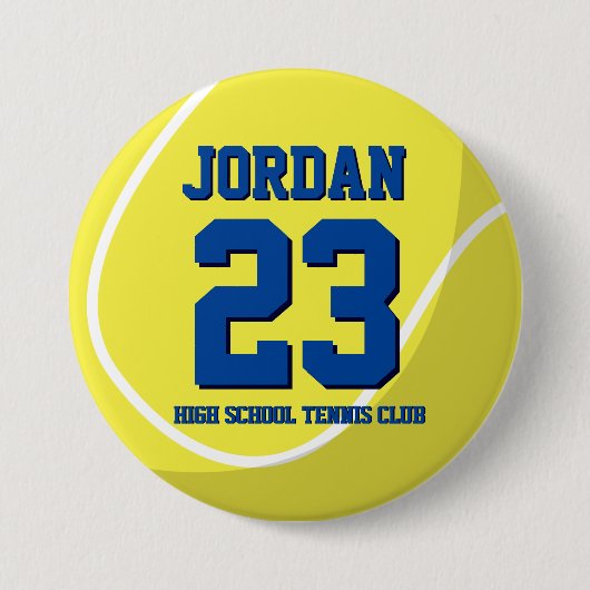 Tennis Player Number School Sports Team Button (Voorkant)