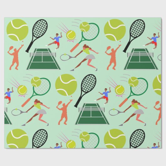 Tennis Player Patroon Cadeaupapier (Vlak)
