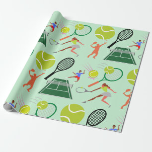 Tennis Player Patroon Cadeaupapier