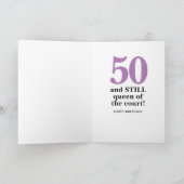 Tennis Player Queen of Court Paarse Birthday Kaart (Binnen)