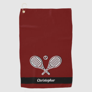 Tennis Player Red Monogrammed Name Tennis Ball Golfhanddoek