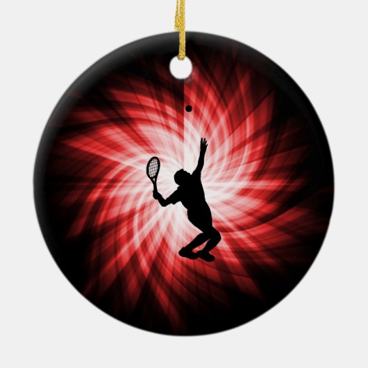 Tennis Player; rood Keramisch Ornament (Achterkant)